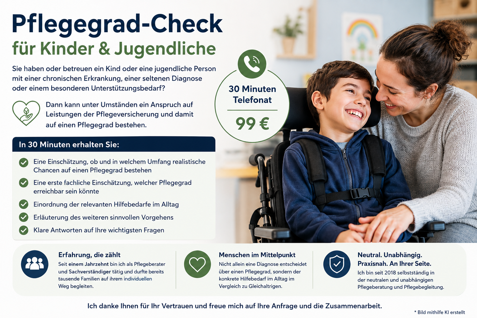 Pflegegrad-Check für Kinder & Jugendliche – 30 Minuten | 99 €