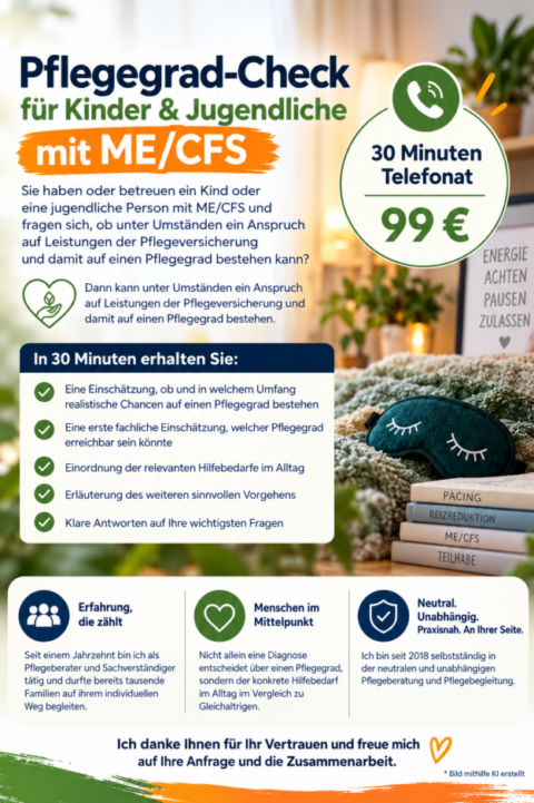 Pflegegrad-Check für Kinder & Jugendliche mit ME/CFS – 30 Minuten | 99 €