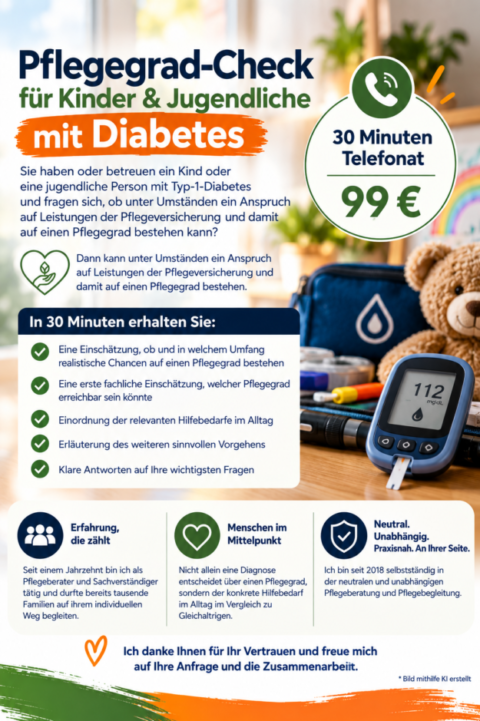 Pflegegrad-Check für Kinder & Jugendliche mit Diabetes – 30 Minuten | 99 €