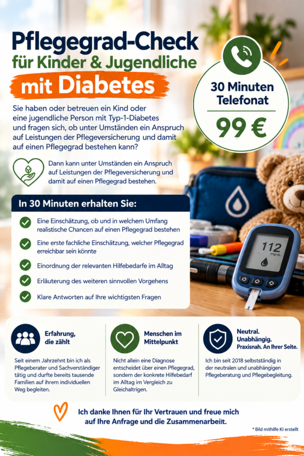 Pflegegrad-Check für Kinder & Jugendliche mit Diabetes – 30 Minuten | 99 €